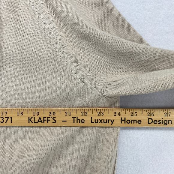 EILEEN FISHER Sweater L Organic Cotton Duster Cardigan Hoodie Open Front Beige - Picture 9 of 11